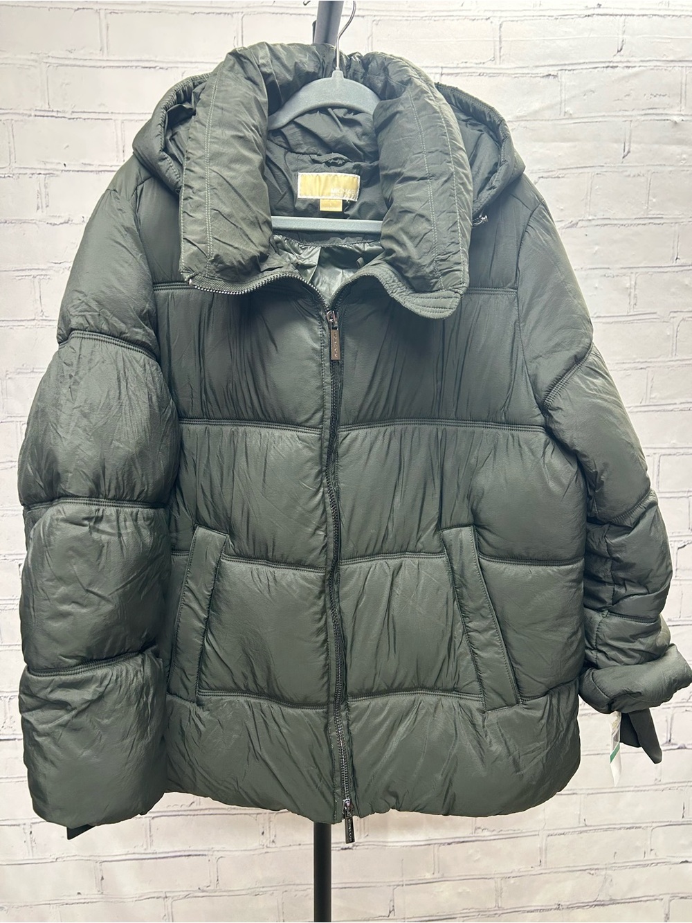MICHAEL Michael Kors Olive Green Quilted Puffer Jacket with Hood